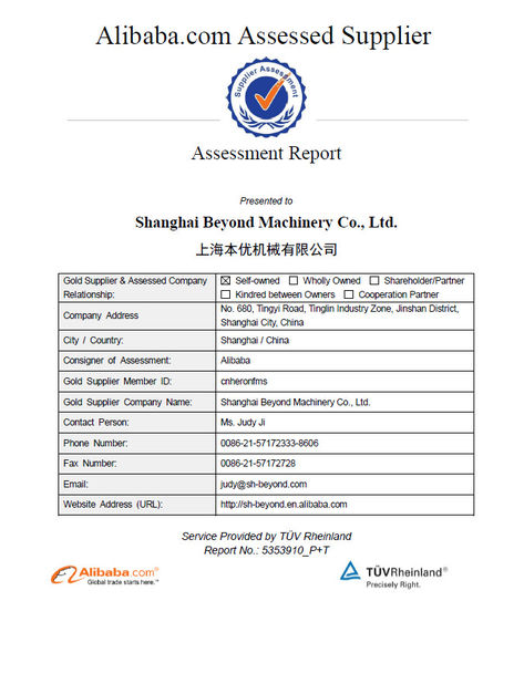 China Shanghai Beyond Machinery Co., Ltd certificaciones